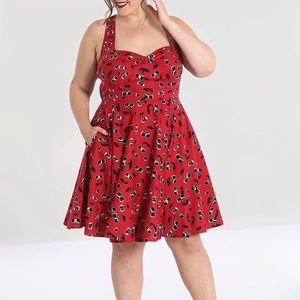 Hell Bunny Dress in Black Cherry Print 4xl(UK)